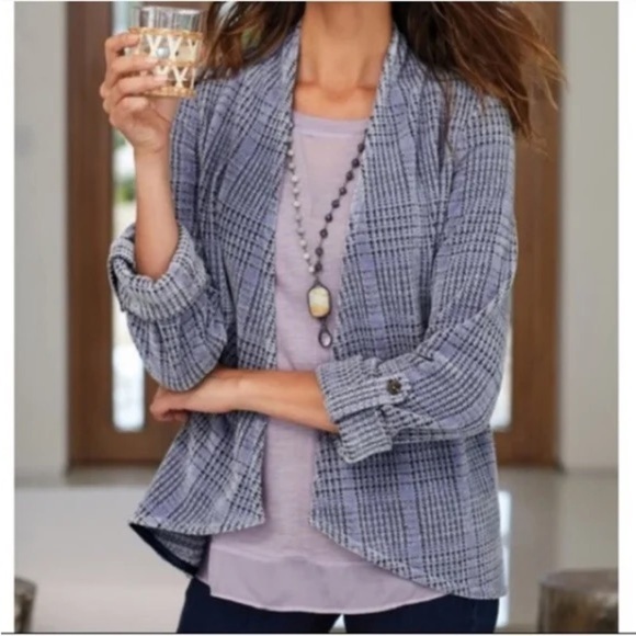 SOFT SURROUNDINGS Warwick Plaid Sweater Blazer size M - Picture 10 of 10